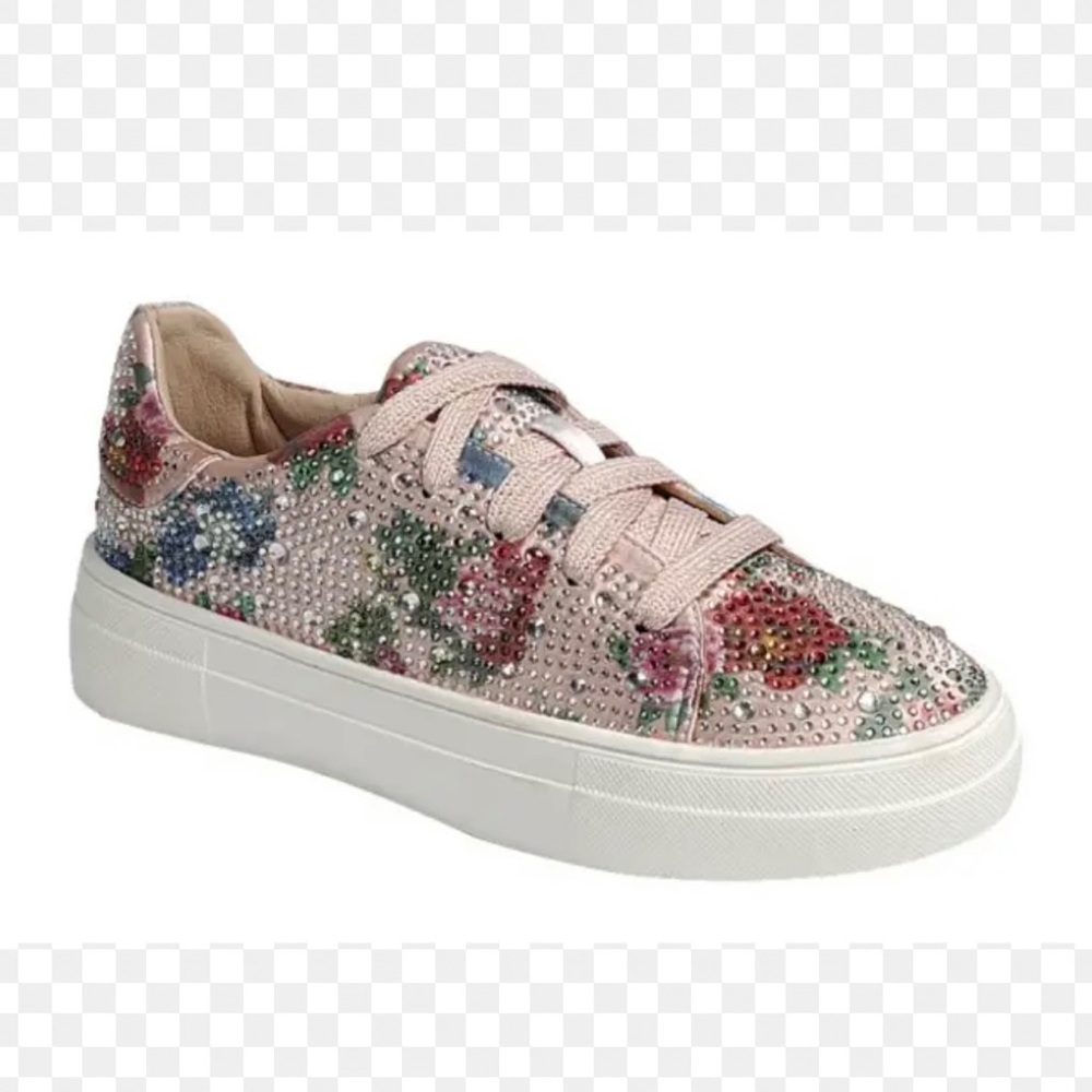 Dolce 66 Women’s Rhinestone Low-Top Lace Up Sneakers Pink Multicolor All Sizes - Picture 3 of 7